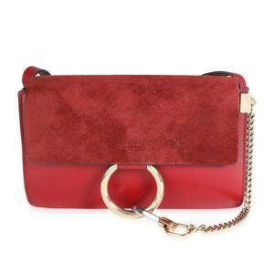 Chloe Red Leather and Suede Small Faye Bag